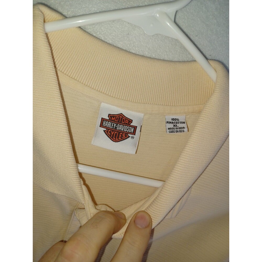 Harley Davidson Men’s Smokey Mountain Pima Cotton Polo Short Sleeve Cream XL - Picture 4 of 8